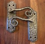 Pewter Cast Iron Victorian Rat Tail Door Handles Without Keyhole (P401)